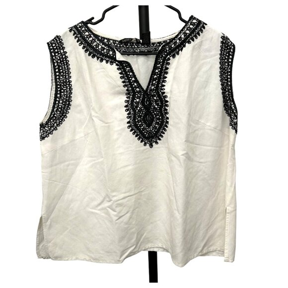 Sherry Taylor White Embroidered Sleeveless Blouse SZ 1X - Picture 1 of 9
